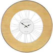Xxl Orologio Grande da Parete Alfheim Rotondo Ø85 cm Bianco-Naturale in Legno-Metallo Stile Vintage Decorazione Retrò Orologio Numeri Romani