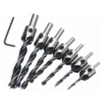 Jalleria - Wood Countersink Woodworking Drill Bit, 5 Flute Taper Drill Bit Set, hss High Speed Steel Woodworking Reamer, Chamfering Tool 3, 4, 5, 6,