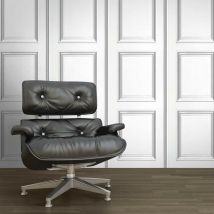 Debona - Wood Effect Wallpaper Wooden Panel Frame Realistic Modern White Grey