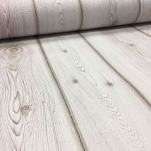 Erismann - Wood Effect Wallpaper Wooden Planks Boards Realistic Textured Off White