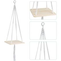 Wood Hanging Shelf Suspension Plante Macramé Porte Suspendre Support de Pot de Fleurs Flower Pot Holder Boho pour Plantes Hanger d'intérieur