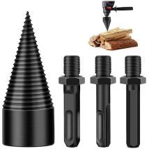 Wood Splitting Drill Bit, Cone Drill Bit, Wood Splitting Drill Bit 42mm, Durable Splitting Screw Cone Wood Chipping Tool with 3 Drill Handles,