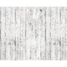 Edem - Wood wallpaper wall 81108BR05 hot embossed non-woven wallpaper slightly textured beautiful shabby chic style matt white grey brown 10.65 m2