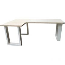 Wood4you - Bureau d'angle - New england bois massif blanc - 180/130 - Brun