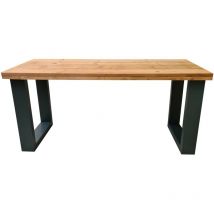 Wood4you - Bureau - New England Bois torréfié - 180/76 cm Noir - Brun