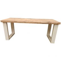 Wood4you - Bureau - New England échafaudage bois blanc - 150/76 cm Blanc - Brun