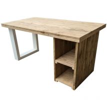 Wood4you - Bureau - San Diego - bois d'échafaudage 170Lx50Dx75H cm blanc
