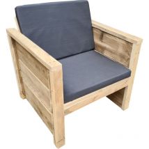 Sedia da giardino Vlieland Scaffoldwood 65Lx72Hx57D cm incl. cuscino - Wood4you