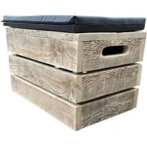 Sgabello laterale Impalcatura in legno 60L x 40H x 37B cm con cuscino - Wood4you