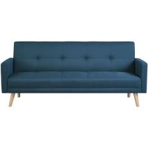 Wooden - Canapé scandinave convertible 3 places bleu canard