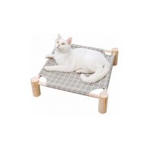 GTA - Elevated Cooling Bed for Wooden Cat Hammock, Detachable Portable Pet Bed (Gray Grid)