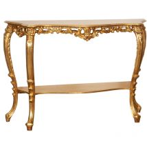 Wooden console, gold finish, made in italy