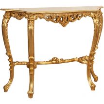 Wooden console, gold finish, made in italy