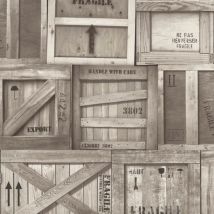 Wooden Crate Wallpaper Muriva Blown Vinyl Grey Realist Factory Cargo Urban