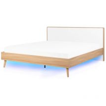 Beliani - Scandinavian eu Super King Size Bed Frame 6ft led White Light Wood Serris