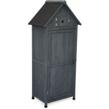 Sweeek - Wooden garden cabinet - 77x54.5x179 cm - Garden shed, storage cupboard, tool storage - Mimosa - Anthracite - Anthracite