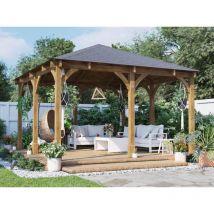 Dunster House Ltd. - Dunster House Wooden Gazebo Leviathan 4m x 4m Permanent Heavy Duty Patio Shelter With Roof Shingles