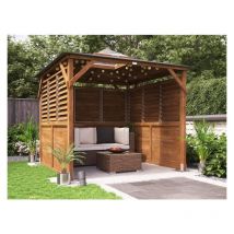 Dunster House Ltd. - Dunster House Wooden Gazebo with Sides Erin 2.5m x 2.5m Half Height Solid Wall Half Louvre Garden Shelter with Roof Felt
