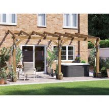 Dunster House Wooden Lean To Pergola Kit 5m x 3m Wall Mounted Garden Plant Frame Leviathan
