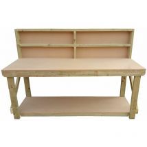 Arbor Garden Solutions - mdf top workbench (H-90cm, D-70cm, L-180cm) with back panel - natural