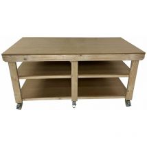 Arbor Garden Solutions - Wooden mdf Top Wide Workbench (4ft x 7ft) Legs With wheels and Double shelf
