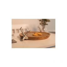 Wooden & Metal Stag Cake Tray Plate Reindeer Deer Display Plate Silver Aluminium Stag Head Cake Tray