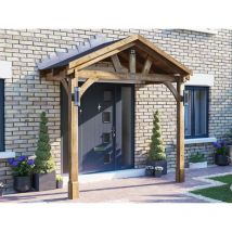 Dunster House Ltd. - Dunster House Wooden Porch Canopy Kit 3m x 1.5m Pressure Treated Door Shelter Thunderdam Full Height 2 Post
