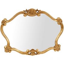 Wooden wall mirror with antique gold leaf finish made in italy