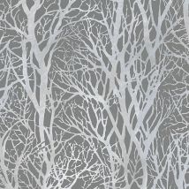 Homemaison - Silver Forest Trees Wallpaper Metallic Woodland Paste Wall Vinyl as Creation
