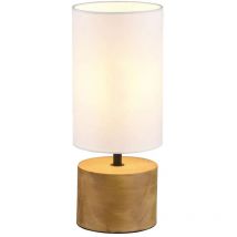 Webmarketpoint - Woody Lampe de chevet ronde Base en bois Abat-jour blanc Trio Lighting