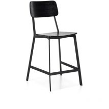 Stones - Woody - Tabouret en bois noir - Lot de 2 pcs
