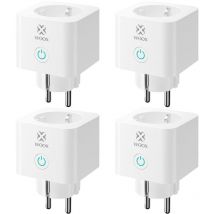 Woox - Enchufe Inteligente WiFi 4 Pack, Monitor de Consumo WiFi Enchufe 16A, Certificado tüv, Control Remoto, Control De Voz, Temporizador