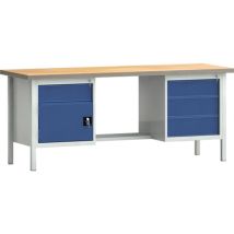 Klw-lutz Équipement De Fonctionnement Établi Pw 700 L2000xp700xh840mm Hêtre Multiplex Gris Bleu Gentiane 4 Tiroirs.1 Porte - Wns202n-2000m40-e2072 