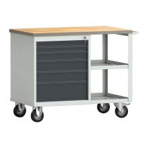 Tabli pw 700 l.1000xP620xH805 mm hêtre Multiplex gris clair, ral 7035 gris anthracite, ral 7016 6 tiroirs