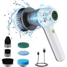 Brosse de Nettoyage Rotative avec 6 Brosses, Brosse sans Fil 8V avec 3 Vitesses de Réglage, 200/350/500 tr/min, IPX6, Brosse Électrique Rechargeable