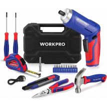 Caisse à Outils Bleu 18 Pièces avec Tournevis Electrique 3,7 v, Trousse à Outils avec Boîte de Rangement, Mallette à Outils pour Usage Domestique ou