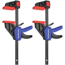 Workpro - Einhandzwingen 2 Stück, Schraubzwingen Set 2 in 1 zum Spannen, Dehnen, Spannweite 150mm, Dehnbereich 285mm, Spannkraft 68kg für einfaches