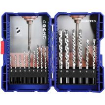 Workpro - Jeu de 15 Forets Béton avec Boîte Ø3, 4, 5, 6, 8 et 10 mm Mèche à Béton Forets Set pour Brique, Maconnerie, Ciment