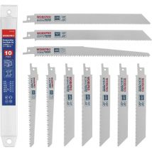 Workpro - Lames de Scie Sabre 10-Piece pour Bois et Métal avec Boîte de Rangement, Accessoires pour Scie Sabre - 32 pièce