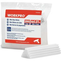 Workpro - Lot de 200 Bâtons de Colle Chaude, Bâtonnets de Colle Transparents Universels pour Pistolet à Colle Chaude, Idéal pour Bricolage,