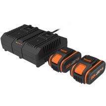 Power 20+20 Kit mit 2 x 4.0 Ah Batterien + dual standard Ladegerät - Worx