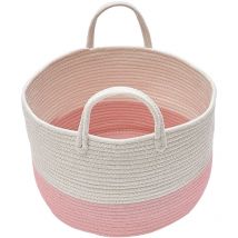 Livingandhome - 90L Linen Laundry Basket Hamper Organizer,Pink