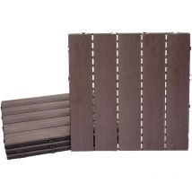 Wpc Bodenfliese Hhg-169, Holzoptik Balkon/terrasse, 3d-struktur Linear 4x Je 50x50cm = 1qm, Geprägt Dunkelbraun