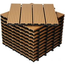 Ecd Germany - wpc Carreaux 30x30 cm - 11 Pièces par 1m² - avec Aspect de Bois - Teak - Dalles avec Système de Drainage - pour Terrasse de Balcon