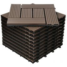 Ecd Germany - wpc Carreaux de Terrasse 30x30 cm - 11 Pièces par 1m² - avec Aspect Mosaïque - Marron Foncé - Dalles avec Système de Drainage - pour