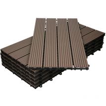 Ecd Germany - wpc Carreaux 60x30 cm - 6 Pièces par 1m² - avec Aspect de Bois - Marron Foncé - Dalles avec Système de Drainage - pour Terrasse de