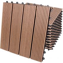 Deuba - casaria wpc Composite Decking Tiles 30x30cm Cuttable Interlocking System Drainage System Garden Balcony Patio Click Lock-In Flooring Deck