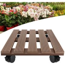 Wpc Rollbrett Pflanzen Eckig Pflanzenroller Außenbereich Blumentopf Untersetzer mit 4 Rollen - Belastbar bis 100 kg, Braun Naizy Naizy