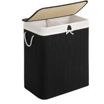 Wäschekorb mit 2 Fächern aus Bambus - L51,5 cm