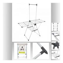 Sinai Wäscheständer aus weißem Stahl und Polypropylen, 158 x 69,7 x 199 cm